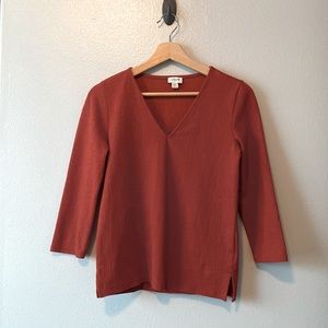 ✨2x HP✨3 for $10 J Crew rust orange textured 3/4 sleeve cotton blouse